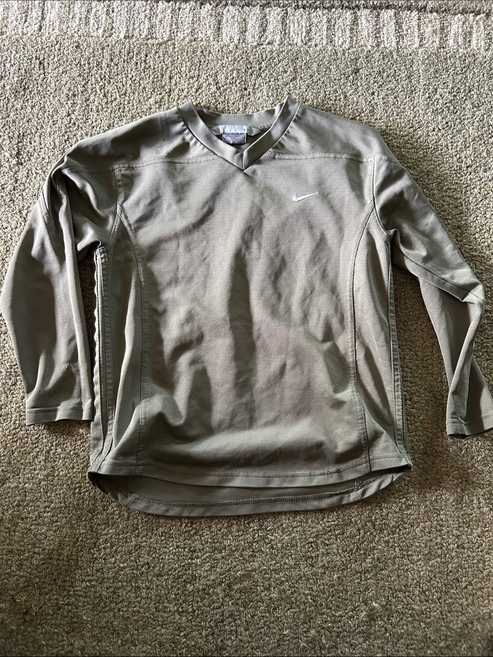Nike Kids Long-Sleeve V-Neck Athletic Top - Khaki